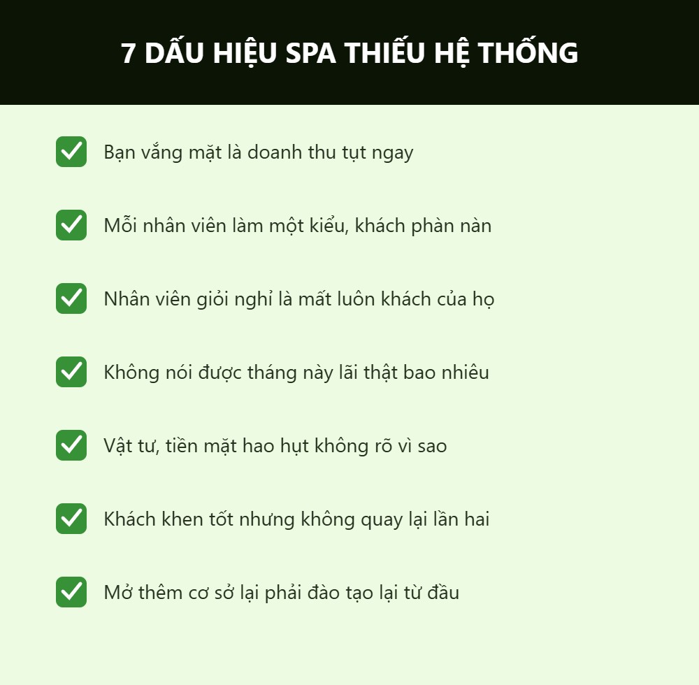 7 dấu hiệu spa thiếu hệ thống